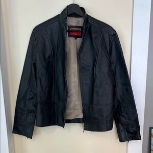 Vintage 90s Italian Black Leather Jacket for Women